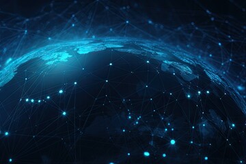 Wall Mural - blue earth map glow light background illustration