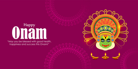 Wall Mural - Vector illustration of Happy Onam social media story feed mockup template