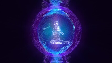 Wall Mural - looped 3d animation of a meditating yogi in the astral of sacred energies