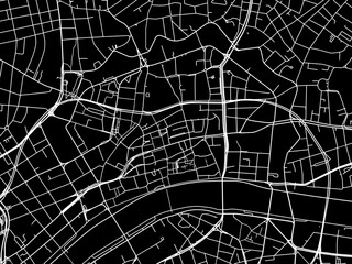 Vector road map of the city of  Frankfurt am Main Zentrum in Germany on a black background.