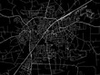 Vector road map of the city of  Ahlen in Germany on a black background.