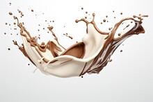  3D Illustration Of Chocolate And Milk Twisting 
 Generative AI
