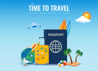 Wall Mural - Travel and tourism concept. Advertising template. Vector