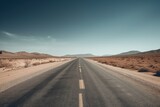 Fototapeta Góry - Endless road stretching under clear sky Generative AI
