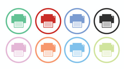 Print or Printer Icon Set. Vector isolated editable set of printer icon or signs