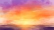 Beautiful landscape watercolor background with orange and purple colors