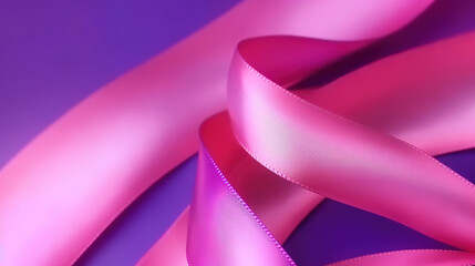 Wall Mural - health symbol pink and lavender ribbon on white background. generative ai