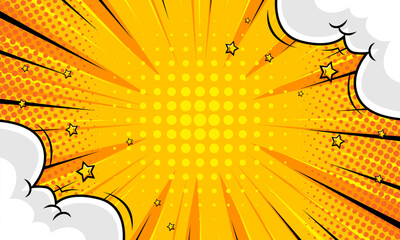 Yellow comic zoom cartoon template background