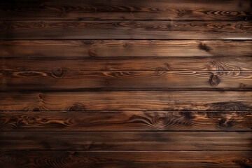 Wall Mural - A dark stained wooden table background, offering a rustic wood plank texture that's ideal for top view photography and rustic-themed designs