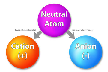 Wall Mural - Cations, anions and neutral atom