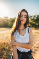 Wall Mural - Close-up candid portrait of happy young woman