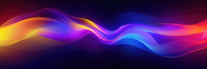Wall Mural - multi coloured neon waves background, created using generative ai technology