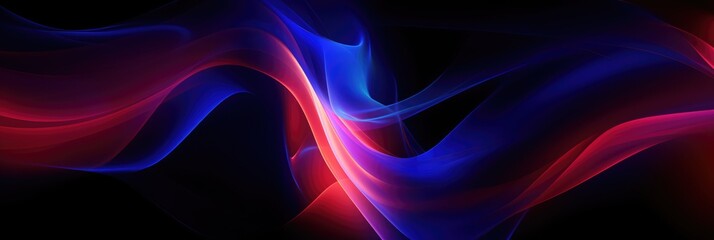 Wall Mural - multi coloured neon waves on black background, created using generative ai technology