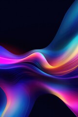 Wall Mural - multi coloured neon waves on black background, created using generative ai technology