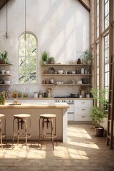 Wall Mural - kitchen interior with plants, decorations and equipment created using generative ai technology