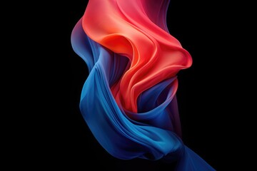 Wall Mural - close up of red and blue silk material on black background, created using generative ai technology