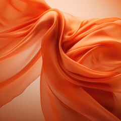 Wall Mural - close up of orange silk material on orange background, created using generative ai technology