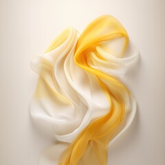 Wall Mural - white and yellow silk material on white background, created using generative ai technology