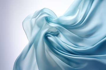 Wall Mural - close up of blue silk material on grey background, created using generative ai technology