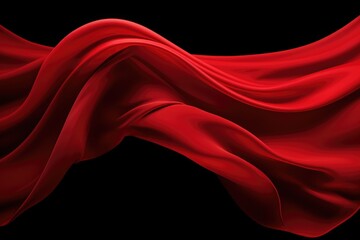 Wall Mural - close up of red silk material on black background, created using generative ai technology