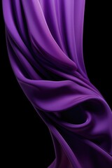 Wall Mural - close up of purple silk material on black background, created using generative ai technology
