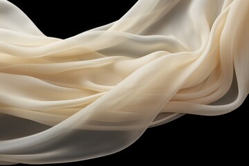 Wall Mural - close up of beige silk material on black background, created using generative ai technology