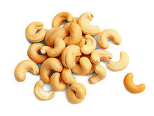 Cashew Nuts Heap Isolated On Transparent Or White Background, Top View, Png