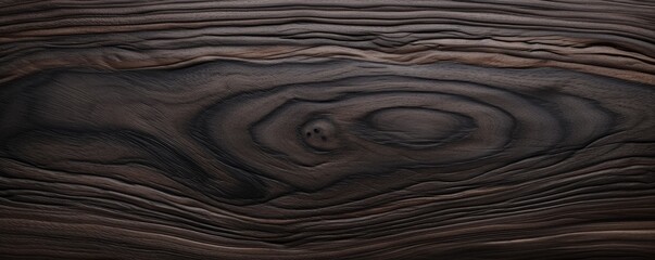 Wall Mural - Walnut black wood texture detailed background, panorama. Generative Ai.