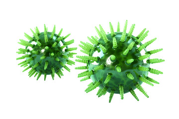 green microbes or viruses round, drawing isolated on white or transparent background as png, generat