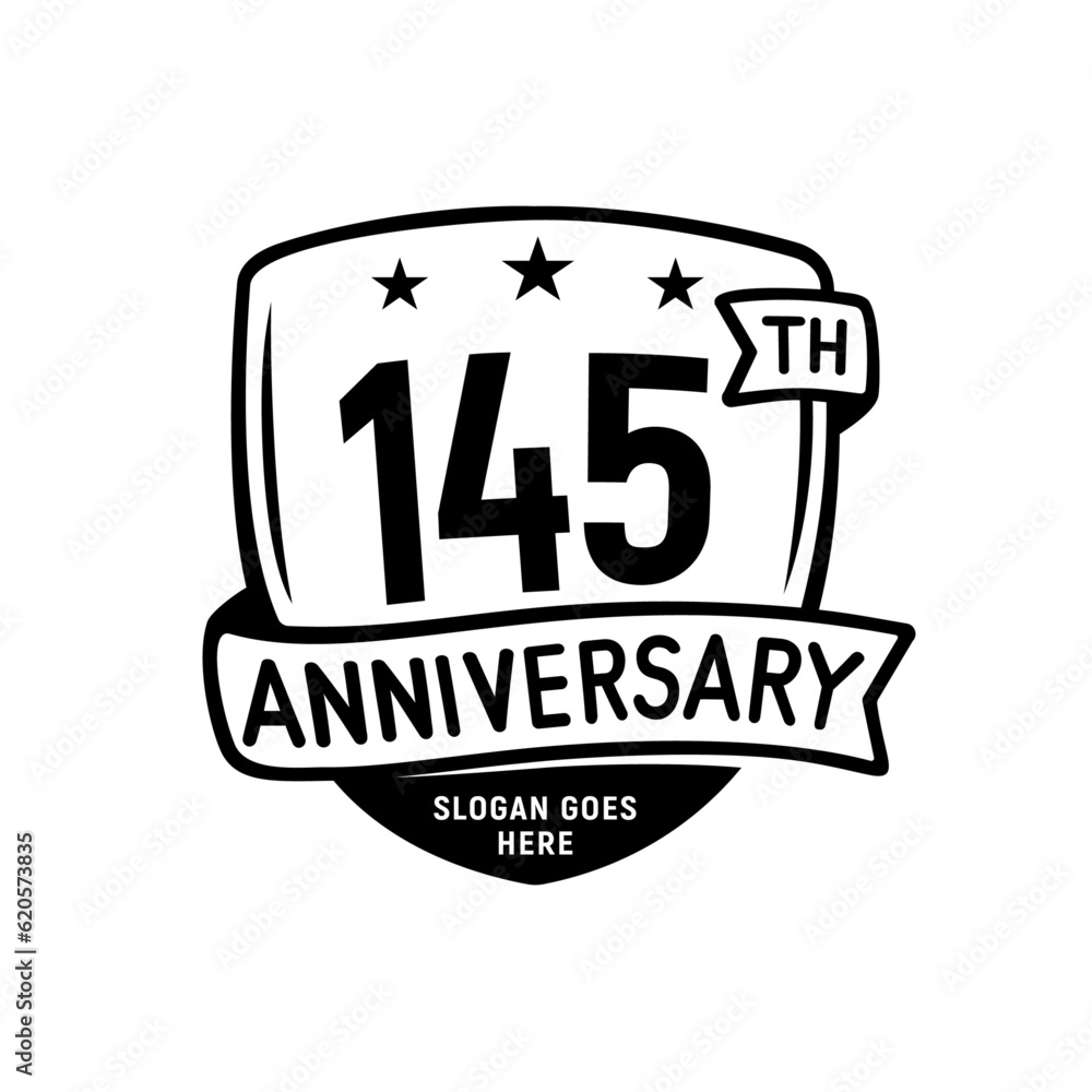 145 years anniversary celebration shield design template. 145th ...