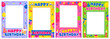 Set of Happy Birthday frames isolated on white background. Vector collection of cute birthday photo templates and mockups with blank space for family albums, parties, announcements and photo booths.