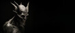 Black and white portrait of a demonic devil on black background banner. Generative AI illustration