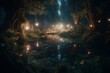 Magical pond in Midsummer Night's Dream series. Generative AI