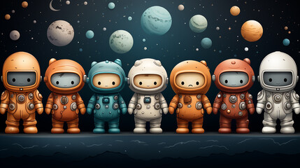 Generative ai cute astronaut space pattern.