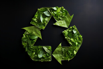 Wall Mural - Recycling symbol made from nature, green leaves and plants