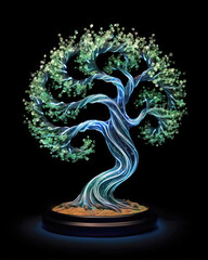 Beautiful bonsai tree isolated on black background