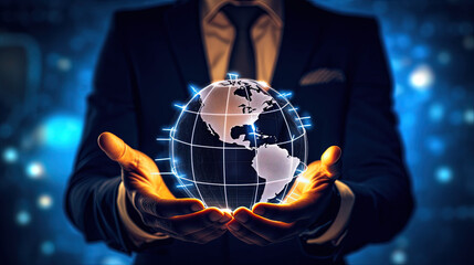 Global business smart innovation technology networks, Businessman and internet network connection, economic development, business deal, marketing planning, digital marketing plan and strategy, ai tech