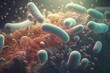 Illustration depicting bacteria with antibiotic resistance. Generative AI