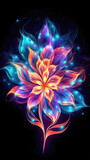 Fototapeta  - Beautiful flower with glowing lights on a black background