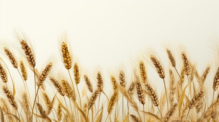 Wall Mural - 
Ears of wheat on a white background with space for text.  Generative AI.
