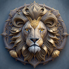 3D Lion's Head Sculpture Model Art Design  