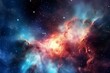 Illustration of a vibrant and dreamy space filled with stars and clouds created using generative AI