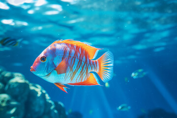 Free photo a clear blue sea colorful fish swim photography