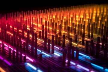 Illustration of a vibrant and dynamic array of multicolored lights created using generative AI