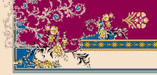 Textile Digital Design Motif Pattern Ikat Rugs Paisley Abstract Vintage Luxury Flowers Print On Fabric