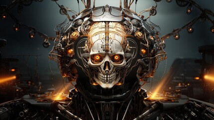 generative ai, human brain and artificial intelligence concept, big data processing, computer mother