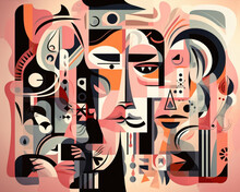 Abstract Surreal Art In Cubism Style. 
