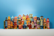 Toy Village With Many Colored Miniature Houses - Generative AI