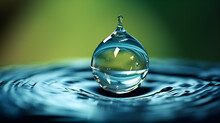 Abstract Splash Water Drop Create Circular Waves With Beautiful Light, Transparent Raindrop Falling.