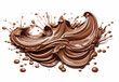 © Phanida - melted chocolate splash on a white background, captured in realistic color, a testament to sweet indulgence, generative ai.